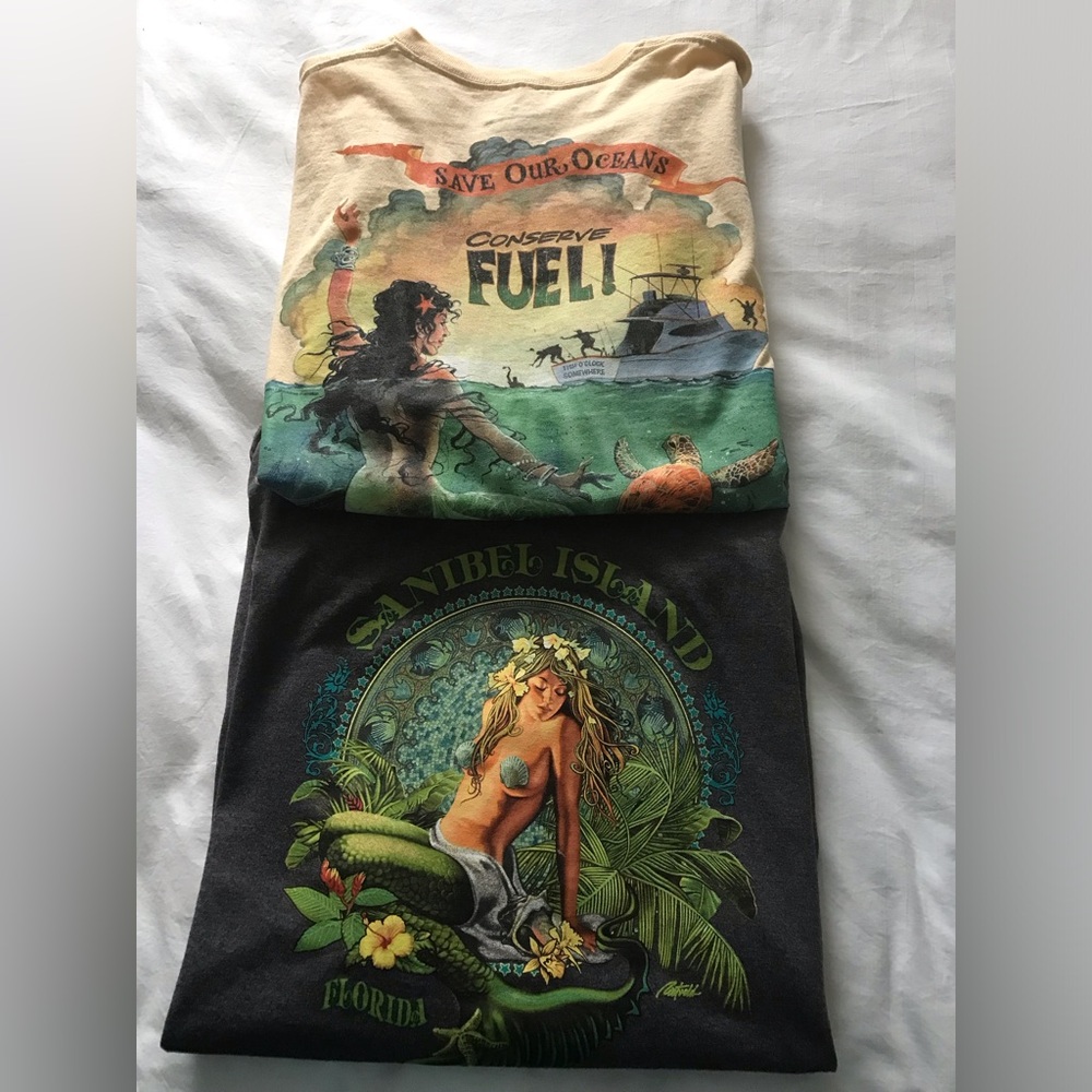 Lower Latitude Pirate Mermaid Graphic Mens Tshirt  and Sanibel Mermaid Tshirt XL